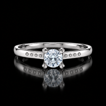 Sterling Silver 925 Classic Round Cut Solitaire Ring - FKJRNSLM12311
