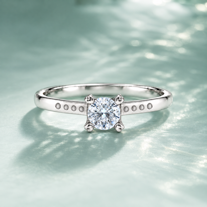 Sterling Silver 925 Classic Round Cut Solitaire Ring - FKJRNSLM12311