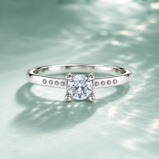 Sterling Silver 925 Classic Round Cut Solitaire Ring - FKJRNSLM12311