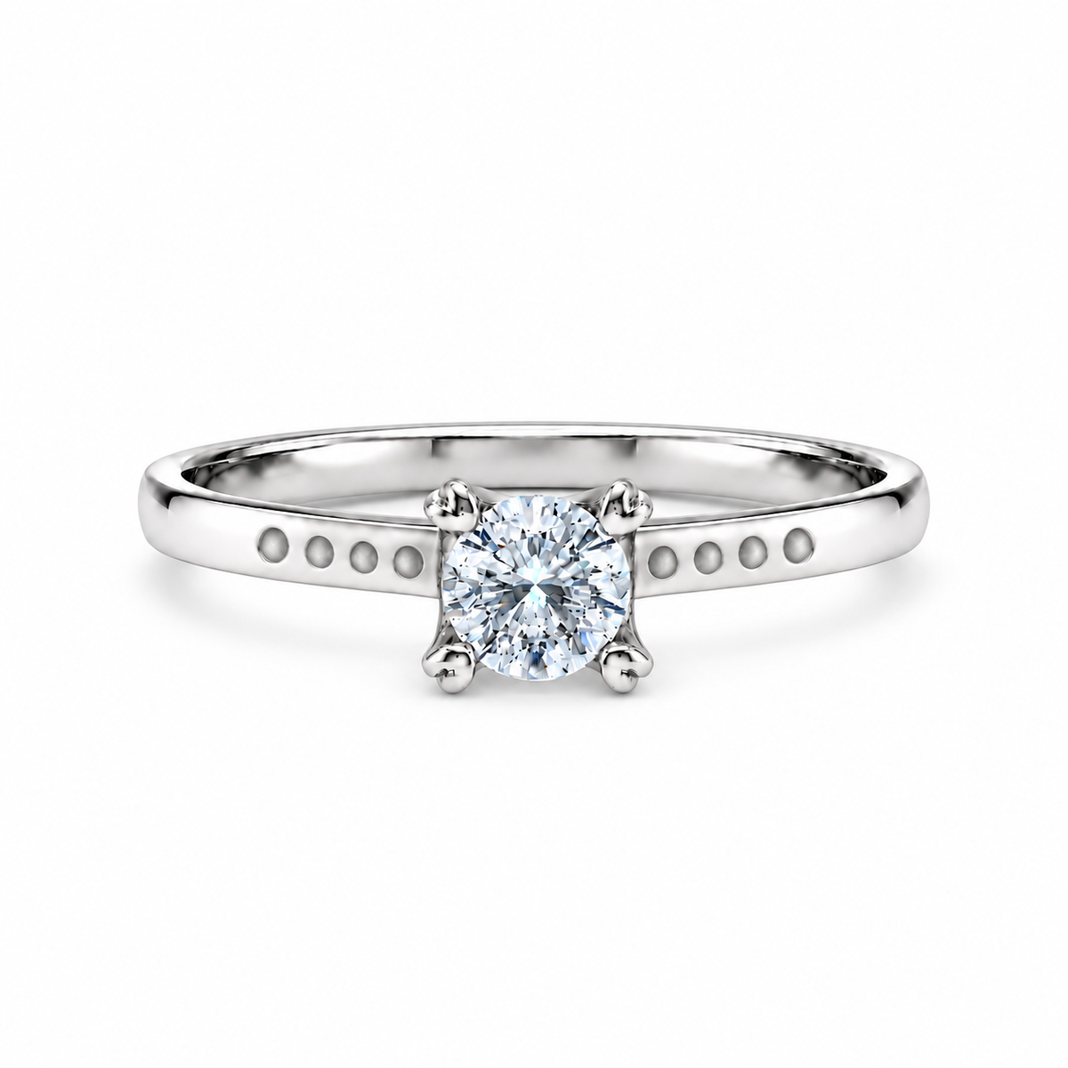 Sterling Silver 925 Classic Round Cut Solitaire Ring - FKJRNSLM12311