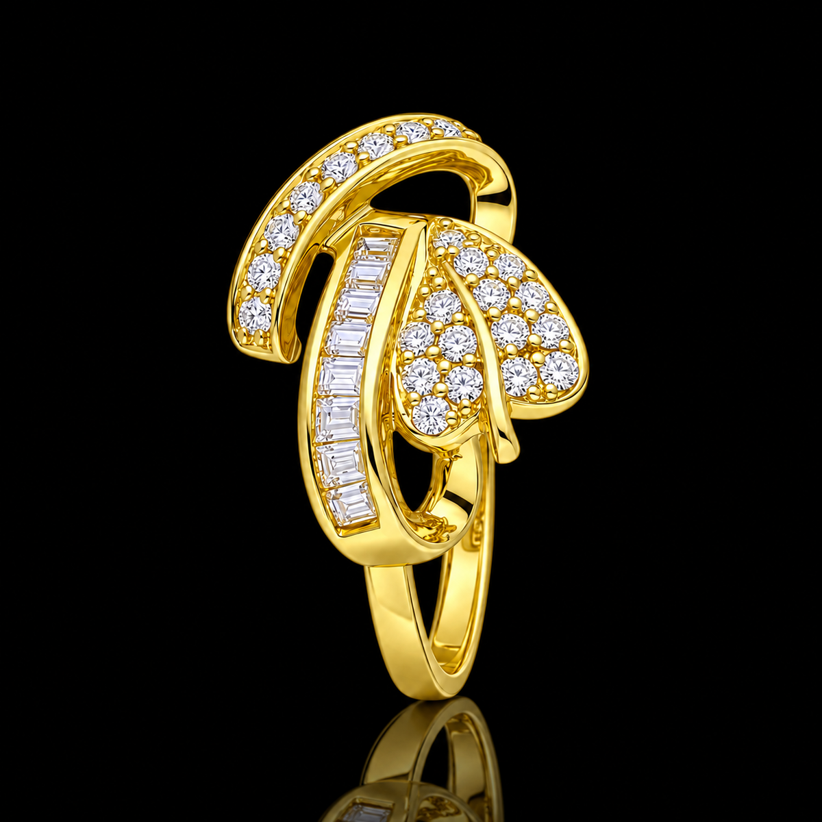 Sterling Silver 925 Elegant Heart Motif Statement Ring - FKJRNSLM12312