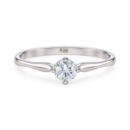 Sterling Silver 925 Timeless Round Cut Solitaire Ring - FKJRNSLM12313