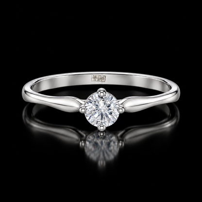 Sterling Silver 925 Timeless Round Cut Solitaire Ring - FKJRNSLM12313