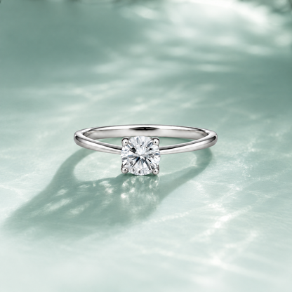 Sterling Silver 925 Timeless Square Cut Solitaire Ring - FKJRNSLM12314