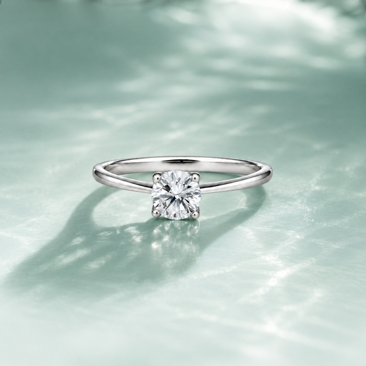 Sterling Silver 925 Timeless Square Cut Solitaire Ring - FKJRNSLM12314
