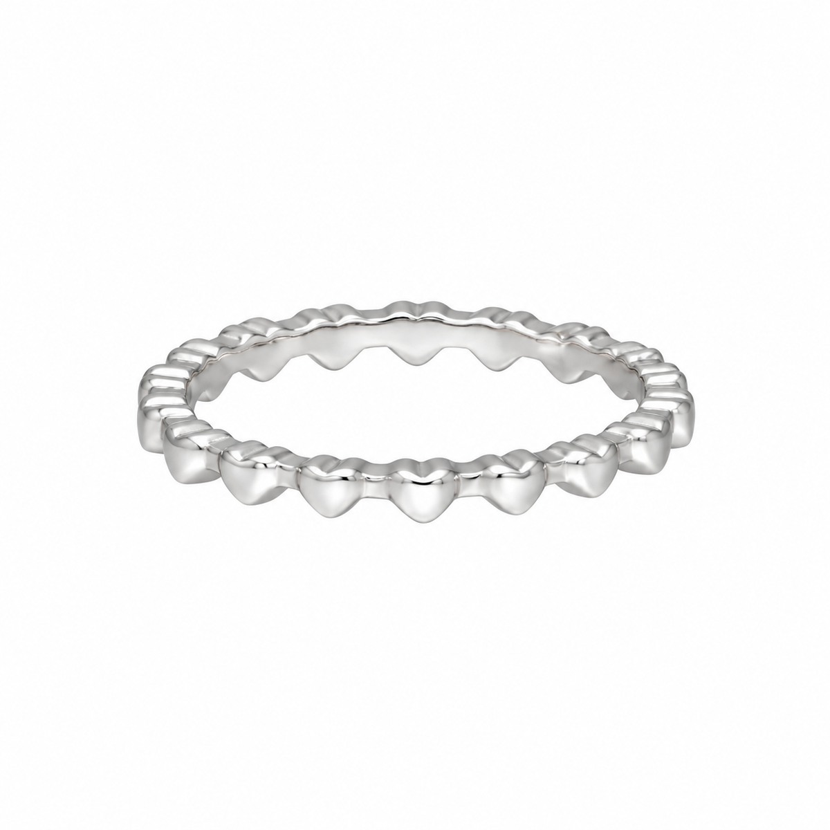 Sterling Silver 925 Delicate Heart Stackable Ring - FKJRNSLM12316
