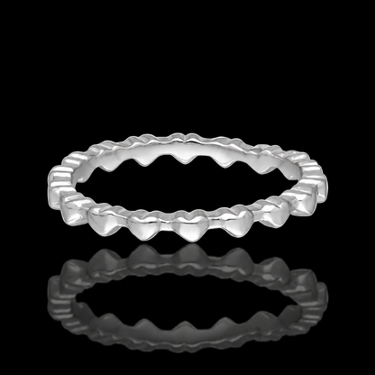 Sterling Silver 925 Delicate Heart Stackable Ring - FKJRNSLM12316