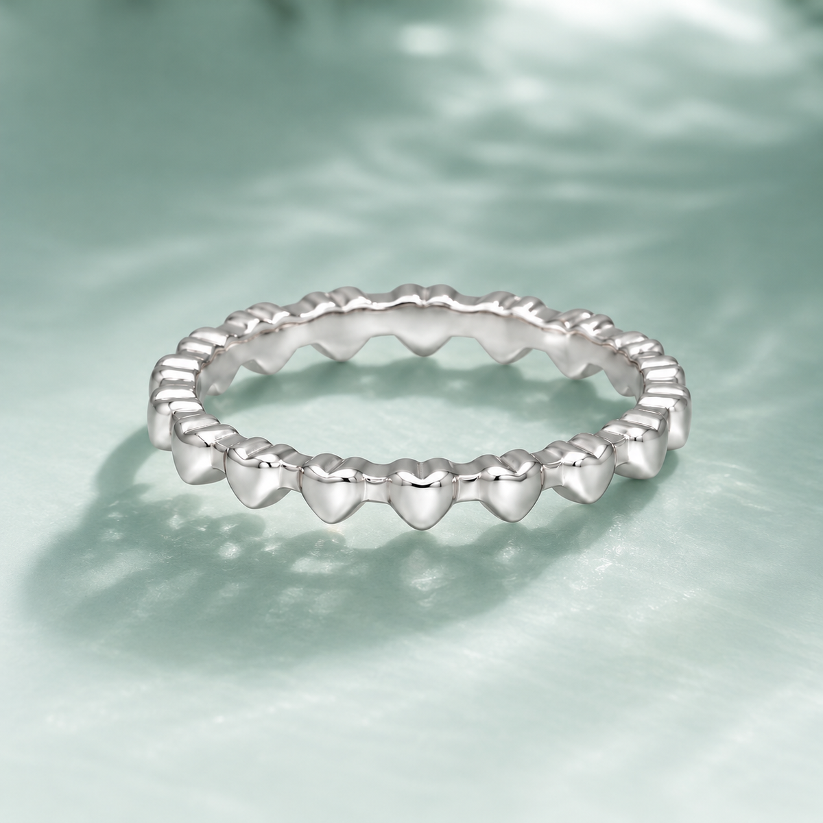 Sterling Silver 925 Delicate Heart Stackable Ring - FKJRNSLM12316