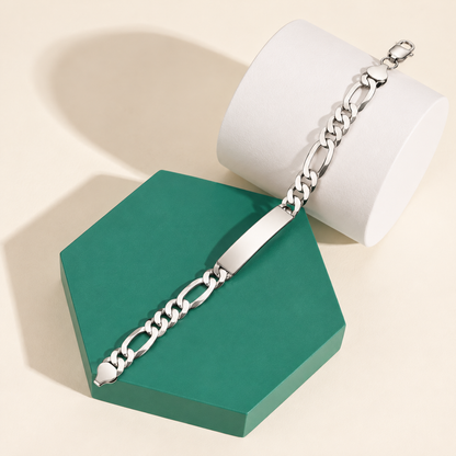 Sterling Silver 925 Engravable ID Link Bracelet - FKJBRLSLM12328
