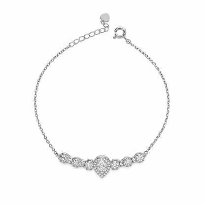 Sterling Silver 925 Sparkling Heart Station Bracelet - FKJBRLSLM12331