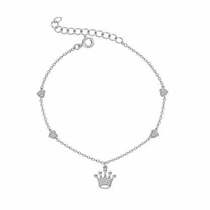 Sterling Silver 925 Crown Motif Chain Bracelet - FKJBRLSLM12332