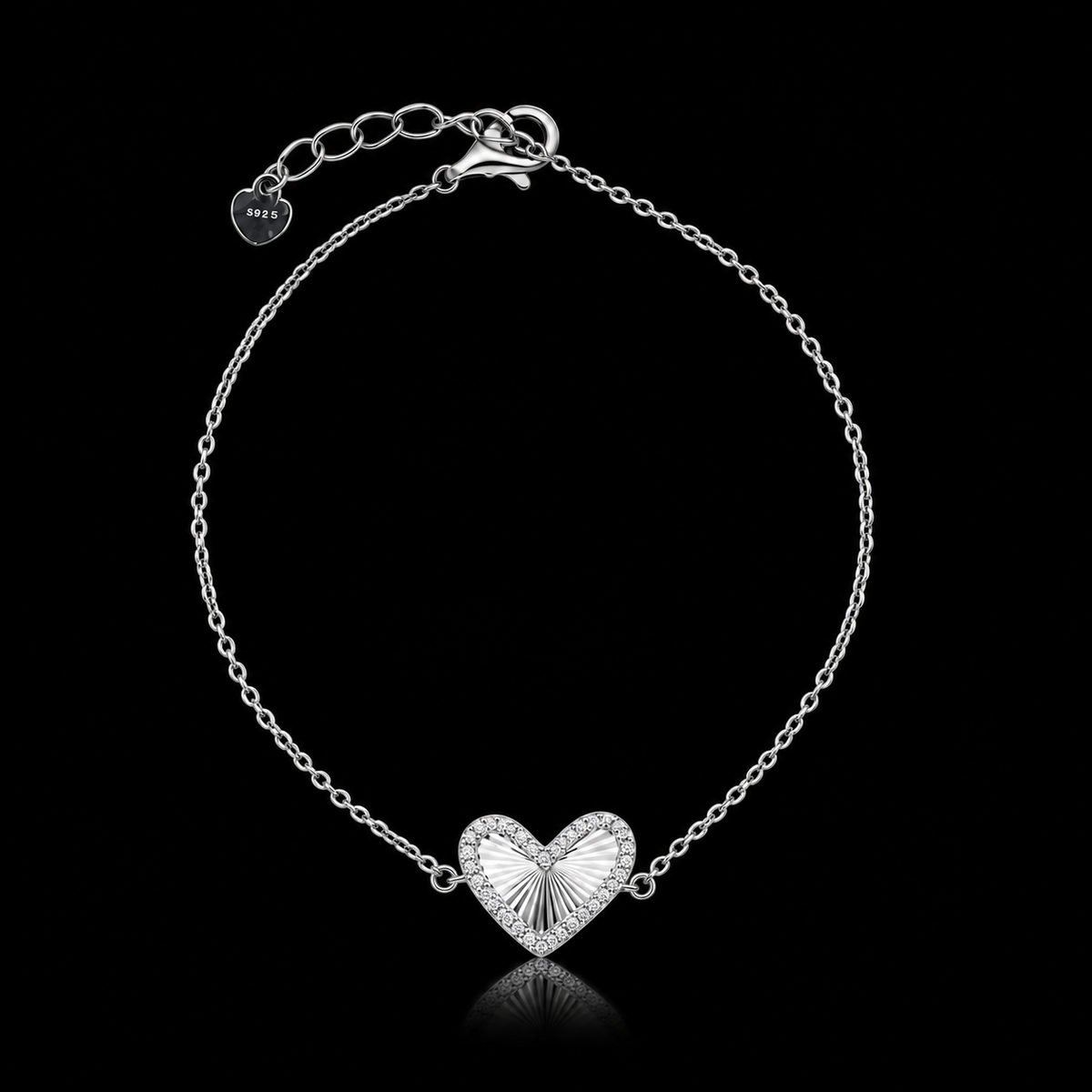 Sterling Silver 925 Elegant Heart Charm Bracelet - FKJBRLSLM12333