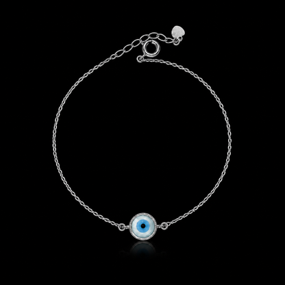 Sterling Silver 925 Protective Evil Eye Bracelet - FKJBRLSLM12334