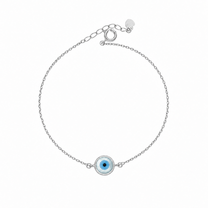 Sterling Silver 925 Protective Evil Eye Bracelet - FKJBRLSLM12334