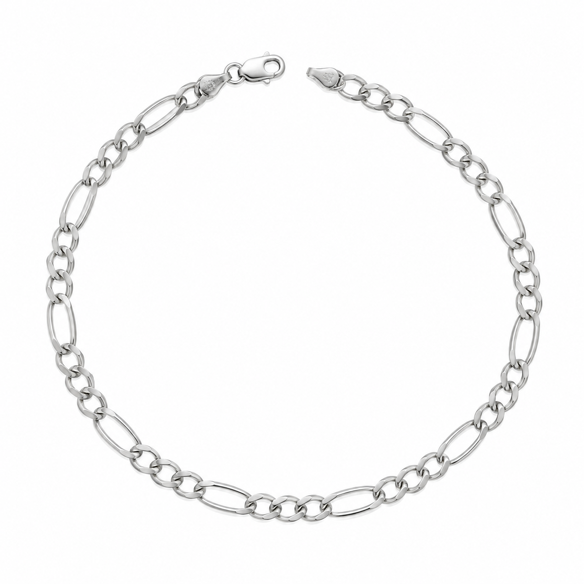 Sterling Silver 925 Figaro Chain Bracelet - FKJBRLSLM12335