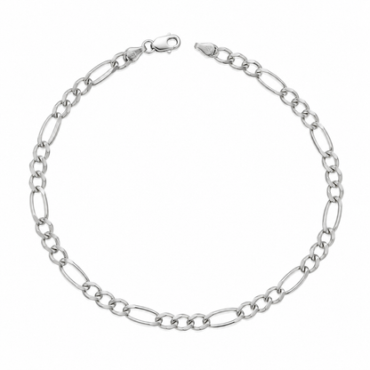 Sterling Silver 925 Figaro Chain Bracelet - FKJBRLSLM12335