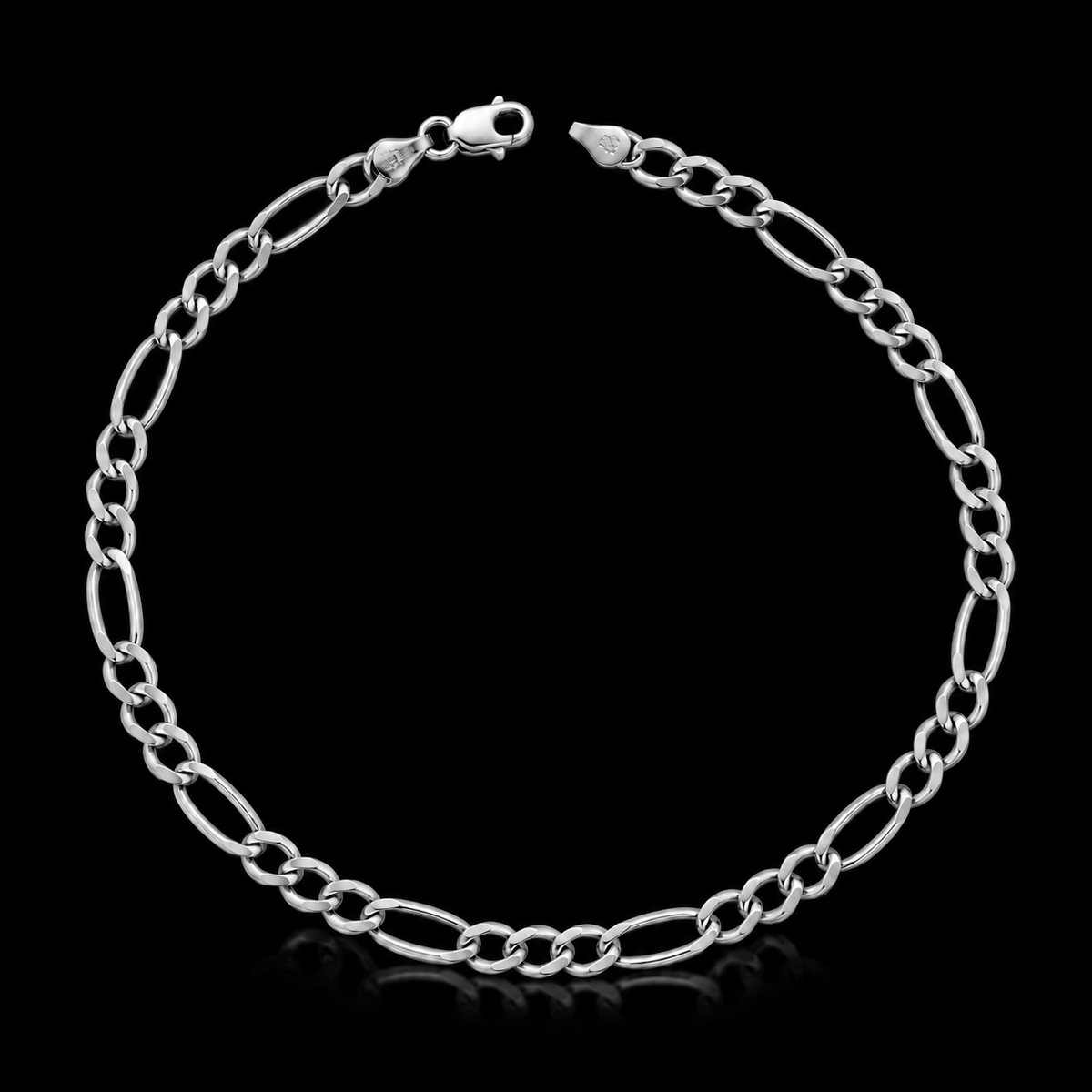 Sterling Silver 925 Figaro Chain Bracelet - FKJBRLSLM12335