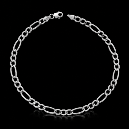 Sterling Silver 925 Figaro Chain Bracelet - FKJBRLSLM12335