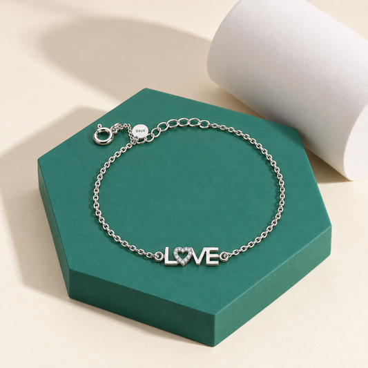 Sterling Silver 925 Romantic LOVE Bracelet - FKJBRLSLM12340