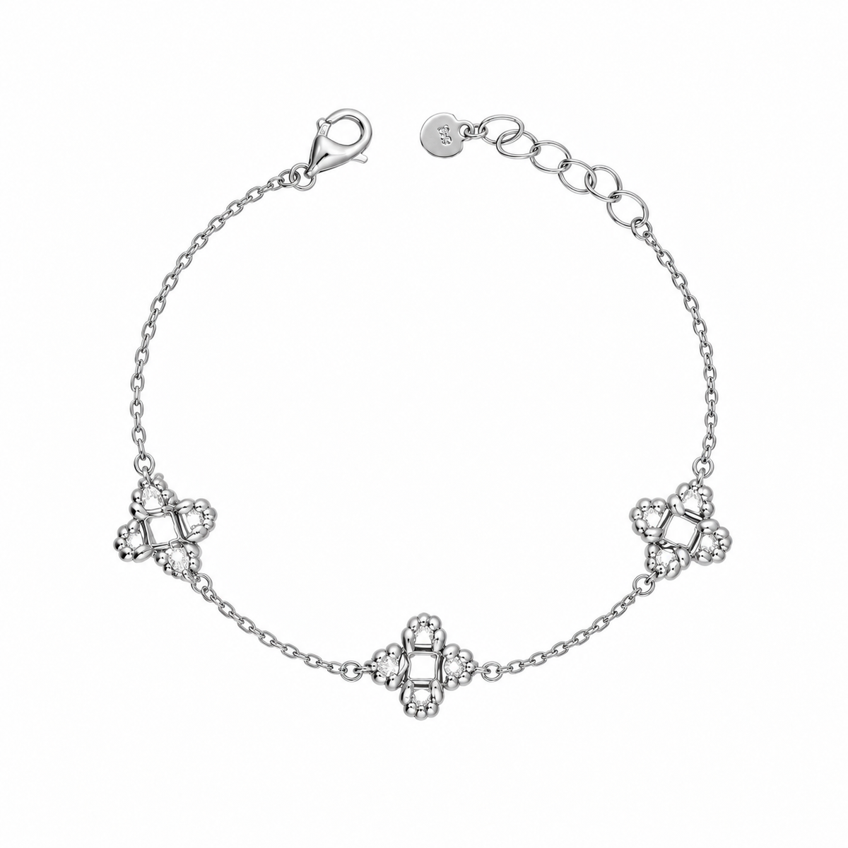Sterling Silver 925 Interlocking Knot Bracelet - FKJBRLSLM12341