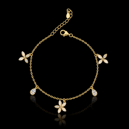 Sterling Silver 925 Butterfly Station Bracelet - FKJBRLSLM12342