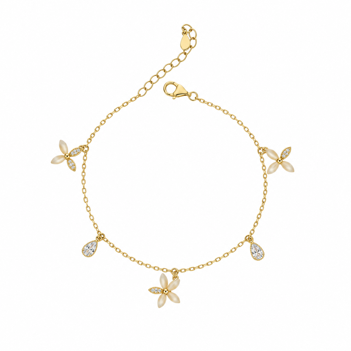 Sterling Silver 925 Butterfly Station Bracelet - FKJBRLSLM12342