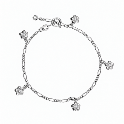 Sterling Silver 925 Blossom Charm Bracelet - FKJBRLSLM12343
