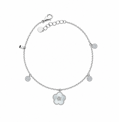 Sterling Silver 925 Flower Pendant Bracelet - FKJBRLSLM12344
