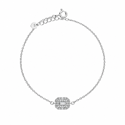 Sterling Silver 925 Square Halo Charm Bracelet - FKJBRLSLM12345