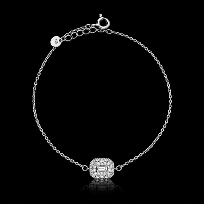 Sterling Silver 925 Square Halo Charm Bracelet - FKJBRLSLM12345