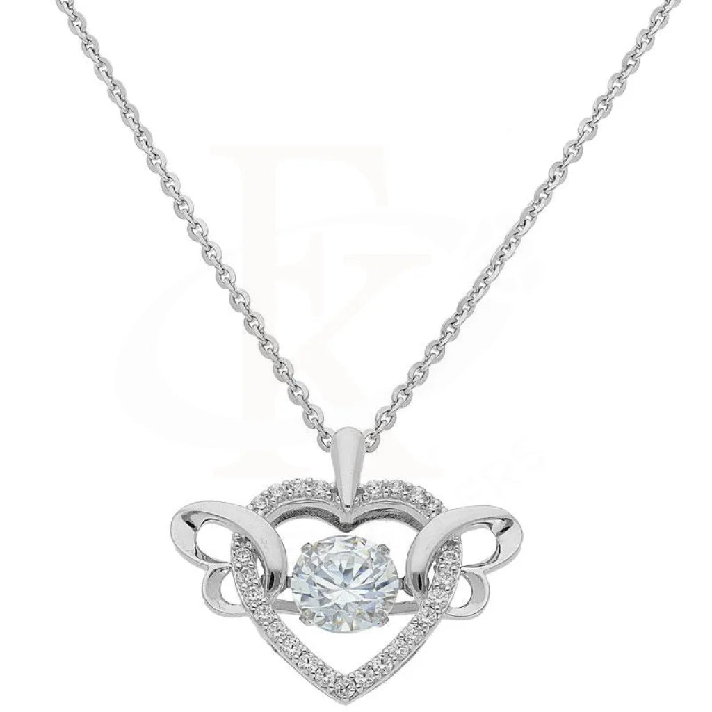 Dancing Stone Swarovksi Zirconia Heart Pendant Necklace In 18Kt White Gold - Fkjnkl1960 Necklaces