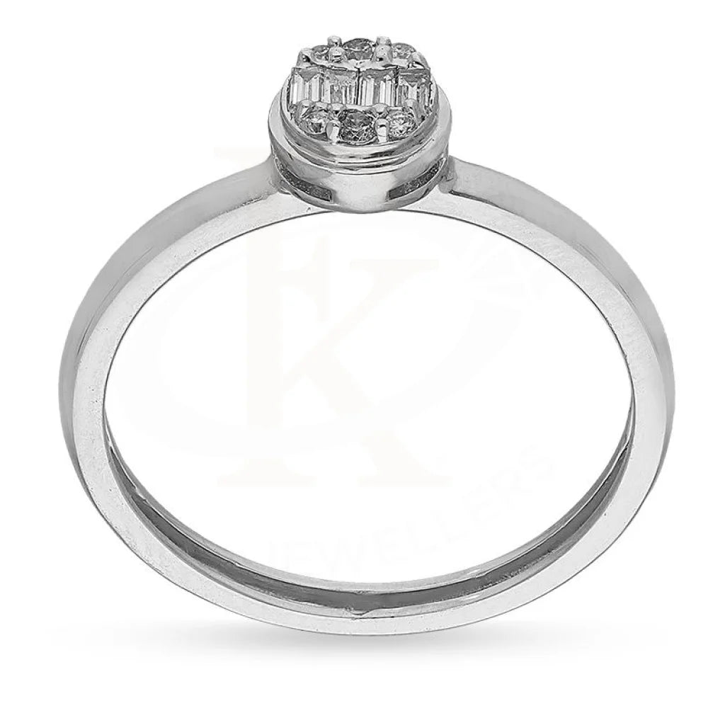 Diamond Emerald Cut Oval Shaped Ring In 18Kt White Gold - Fkjrn18K3115 Rings
