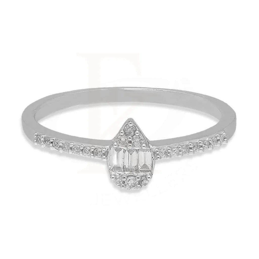 Diamond Emerald Cut Pear Shaped Ring In 18Kt White Gold - Fkjrn18K3118 Rings