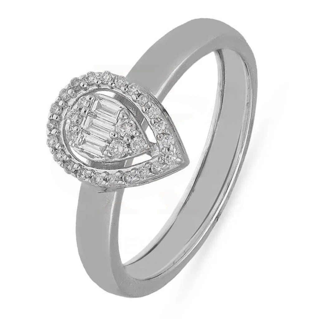 Diamond Pear Shaped Ring In 18Kt White Gold - Fkjrn18K3122 Rings