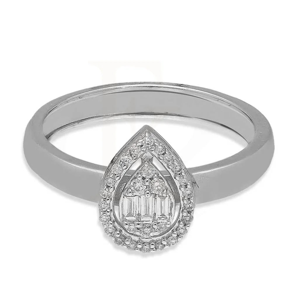 Diamond Pear Shaped Ring In 18Kt White Gold - Fkjrn18K3122 Rings