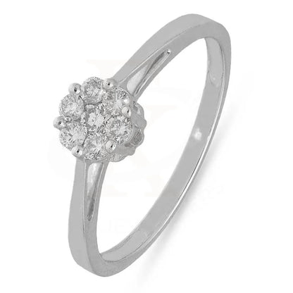 Diamond Round Cut Flower Shaped Ring In 18Kt White Gold - Fkjrn18K3124 Rings