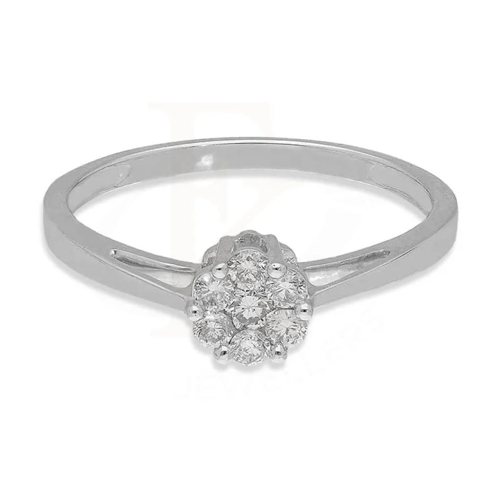 Diamond Round Cut Flower Shaped Ring In 18Kt White Gold - Fkjrn18K3124 Rings