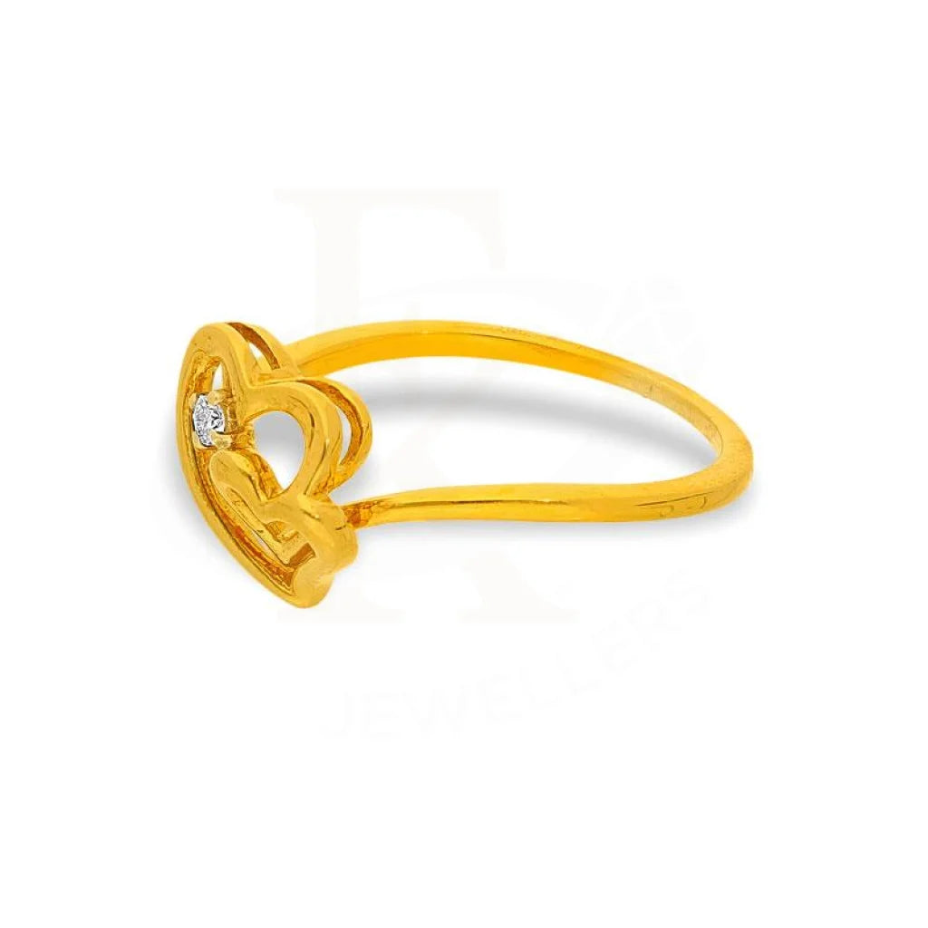 Diamond Solitaire In Twisted Twin Hearts Shaped Ring 18Kt Gold - Fkjrn18K2145 Rings