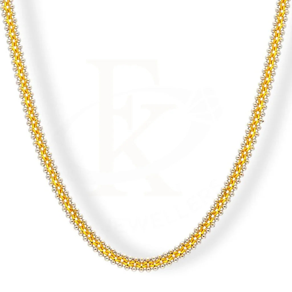 Dual Tone Gold Cable Link And Bead Chain In 22Kt - Fkjcn22K2159 Chains