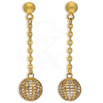 Dual Tone Gold Ball Shaped Drop Earrings 22Kt - Fkjern22K3159