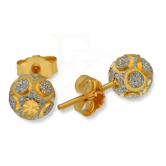 Dual Tone Gold Ball Stud Earrings 22Kt - Fkjern22K2807