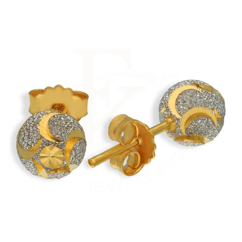 Dual Tone Gold Ball Stud Earrings 22Kt - Fkjern22K2808