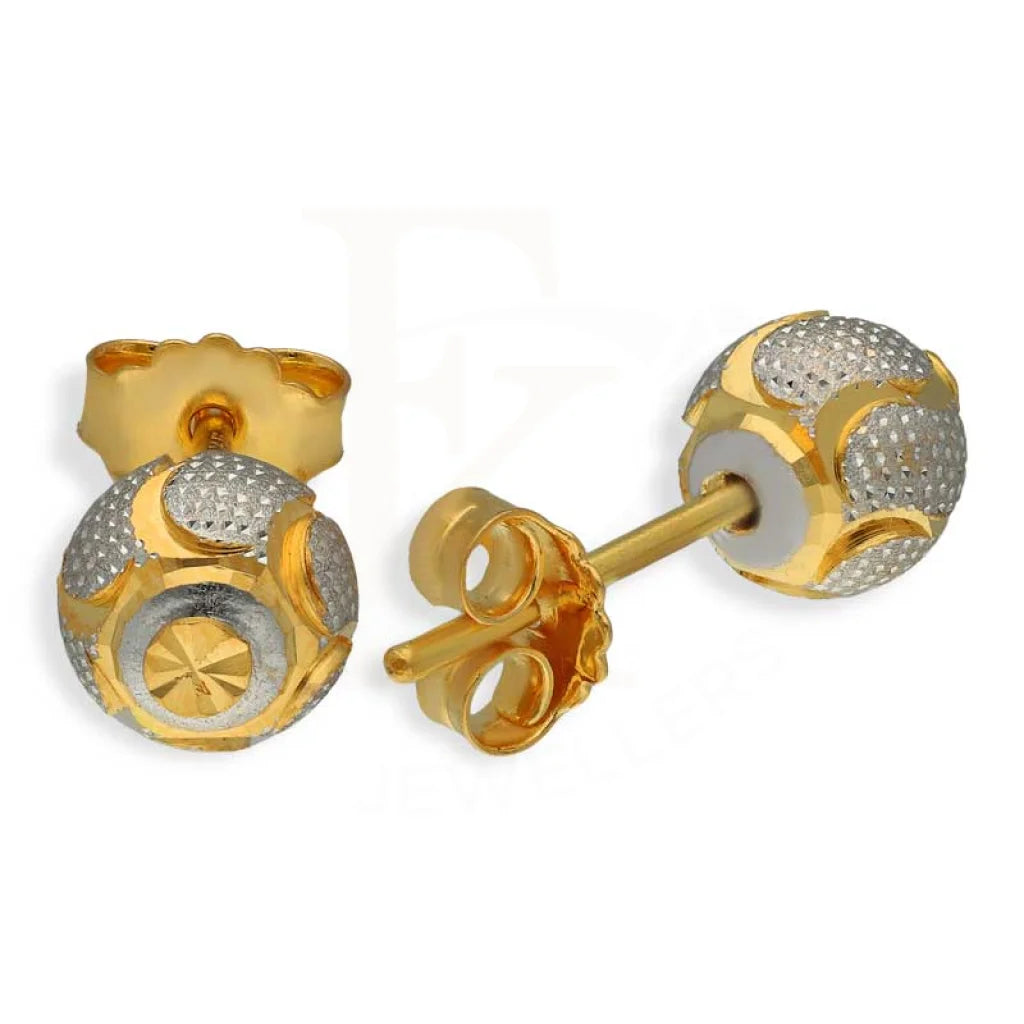 Dual Tone Gold Ball Stud Earrings 22Kt - Fkjern22K2810