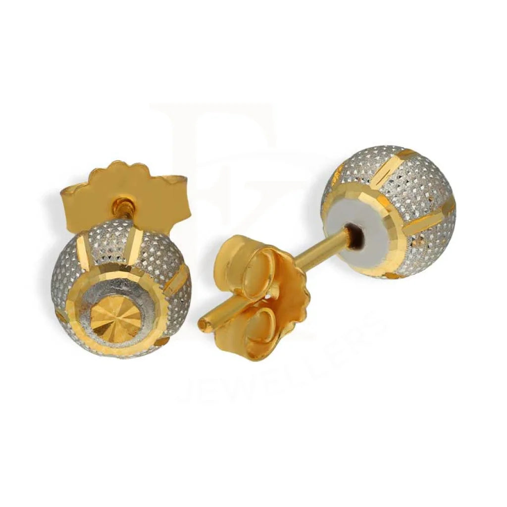 Dual Tone Gold Ball Stud Earrings 22Kt - Fkjern22K2813