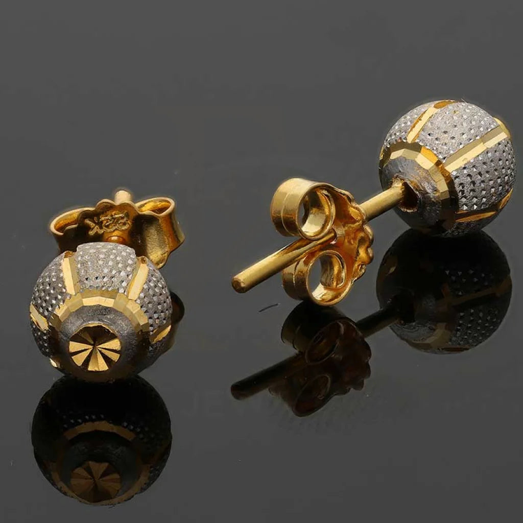 Dual Tone Gold Ball Stud Earrings 22Kt - Fkjern22K2813