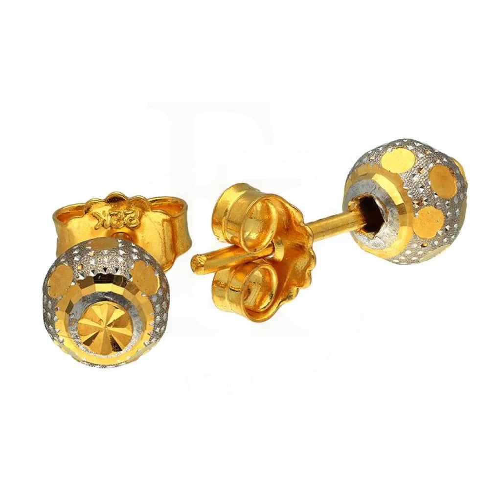 Dual Tone Gold Ball Stud Earrings 22Kt - Fkjern22K2820