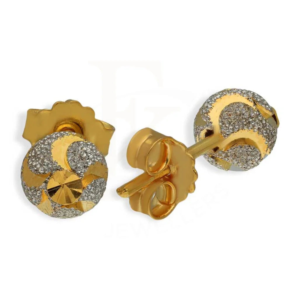 Dual Tone Gold Ball Stud Earrings 22Kt - Fkjern22K2828