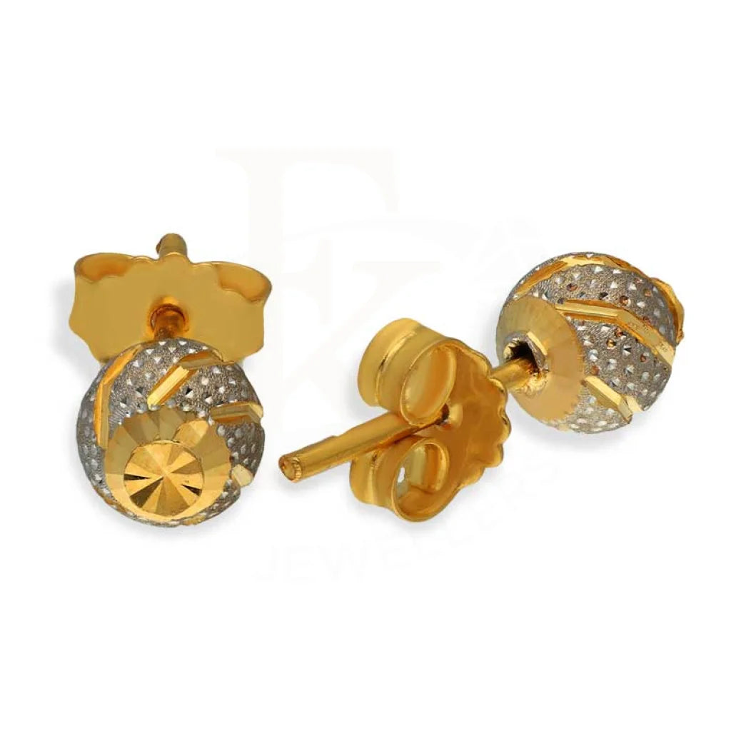 Dual Tone Gold Ball Stud Earrings 22Kt - Fkjern22K2829