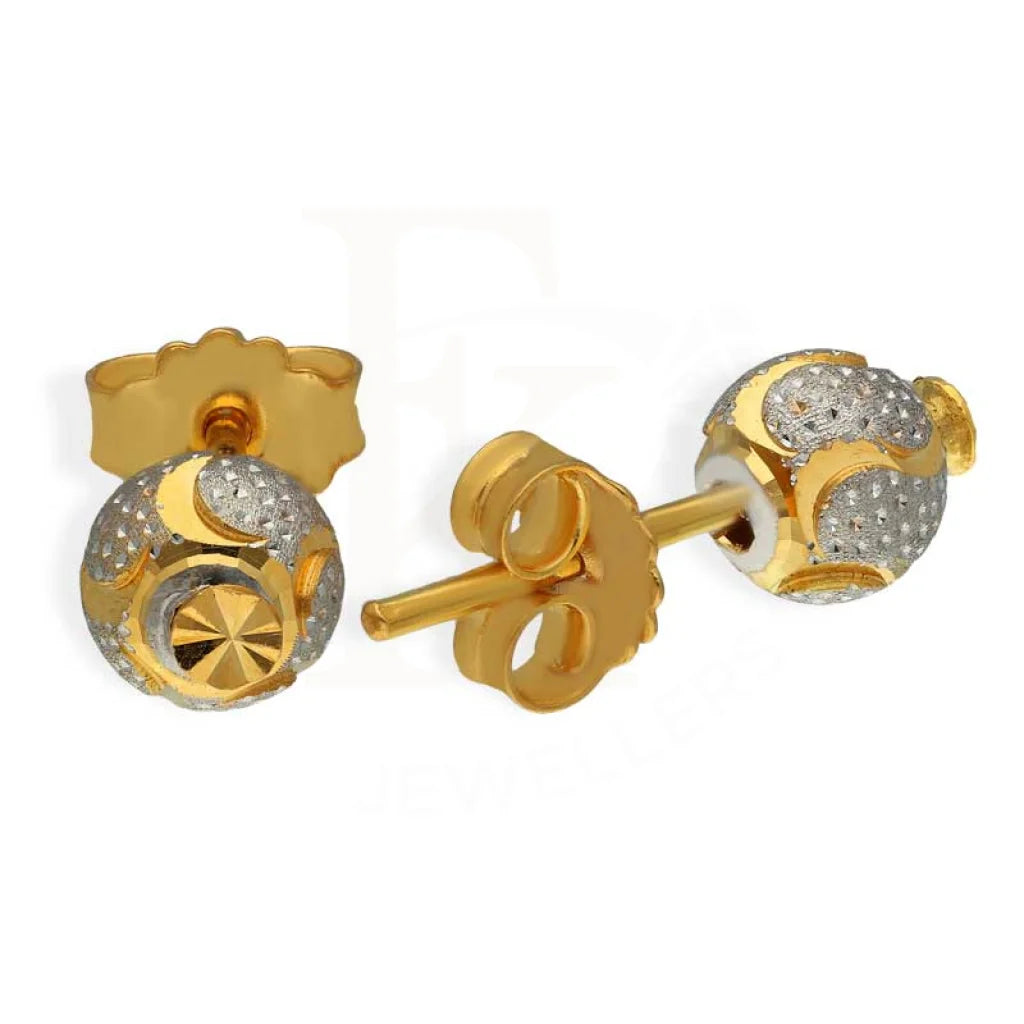 Dual Tone Gold Ball Stud Earrings 22Kt - Fkjern22K2830