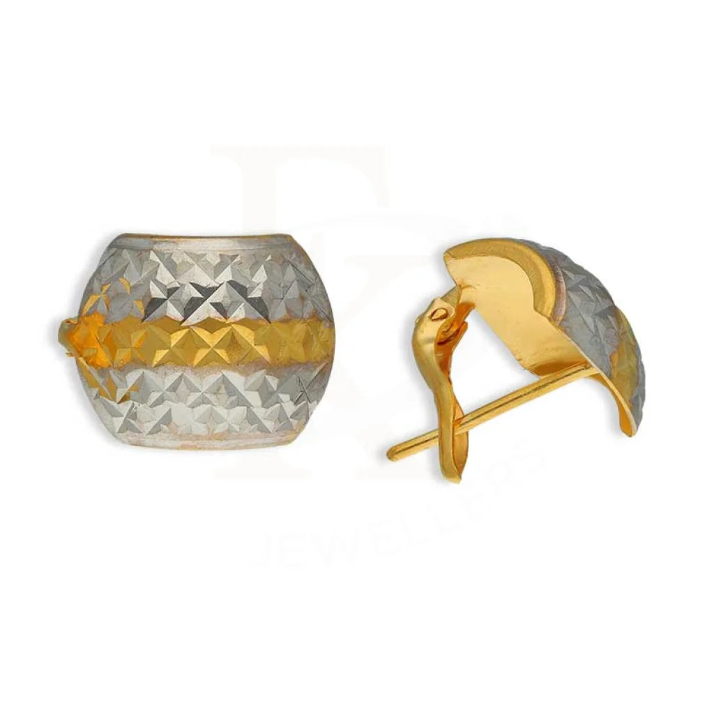 Dual Tone Gold Clip Earrings 22Kt - Fkjern22K3106